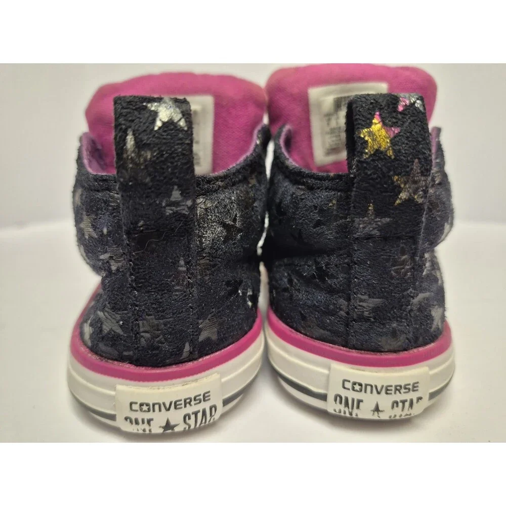 Converse Toddler Girls High Top Black/Magenta Stars Size 5